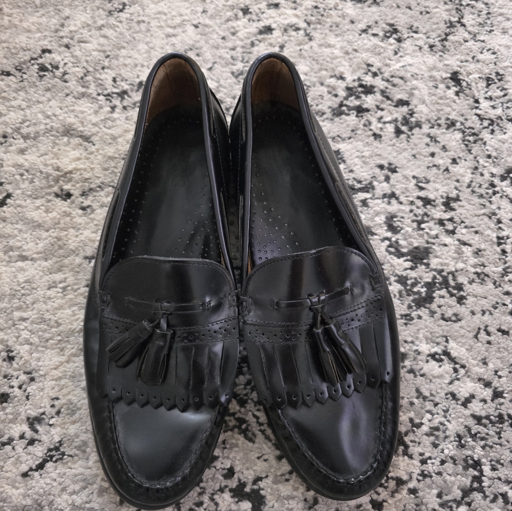 Bass Leather Brompton Tassel Loafers Mens 10 Black Business Academia